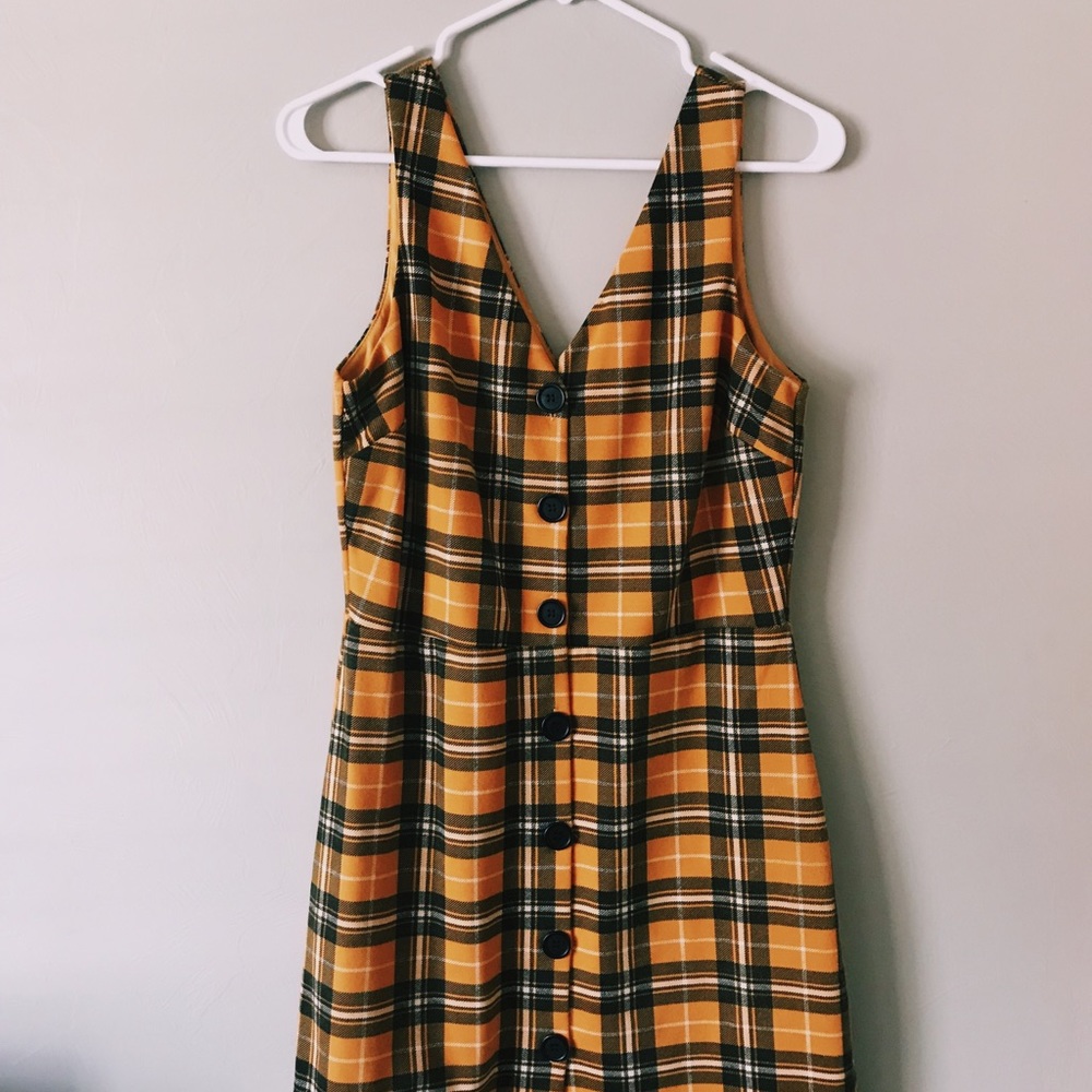 New Look Check Button pinny dress